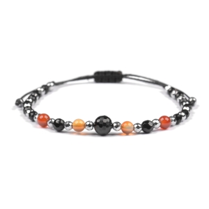 Bransoletka celebrytka czarny TURMALIN KARNEOL HEMATYT ochrona i miłość